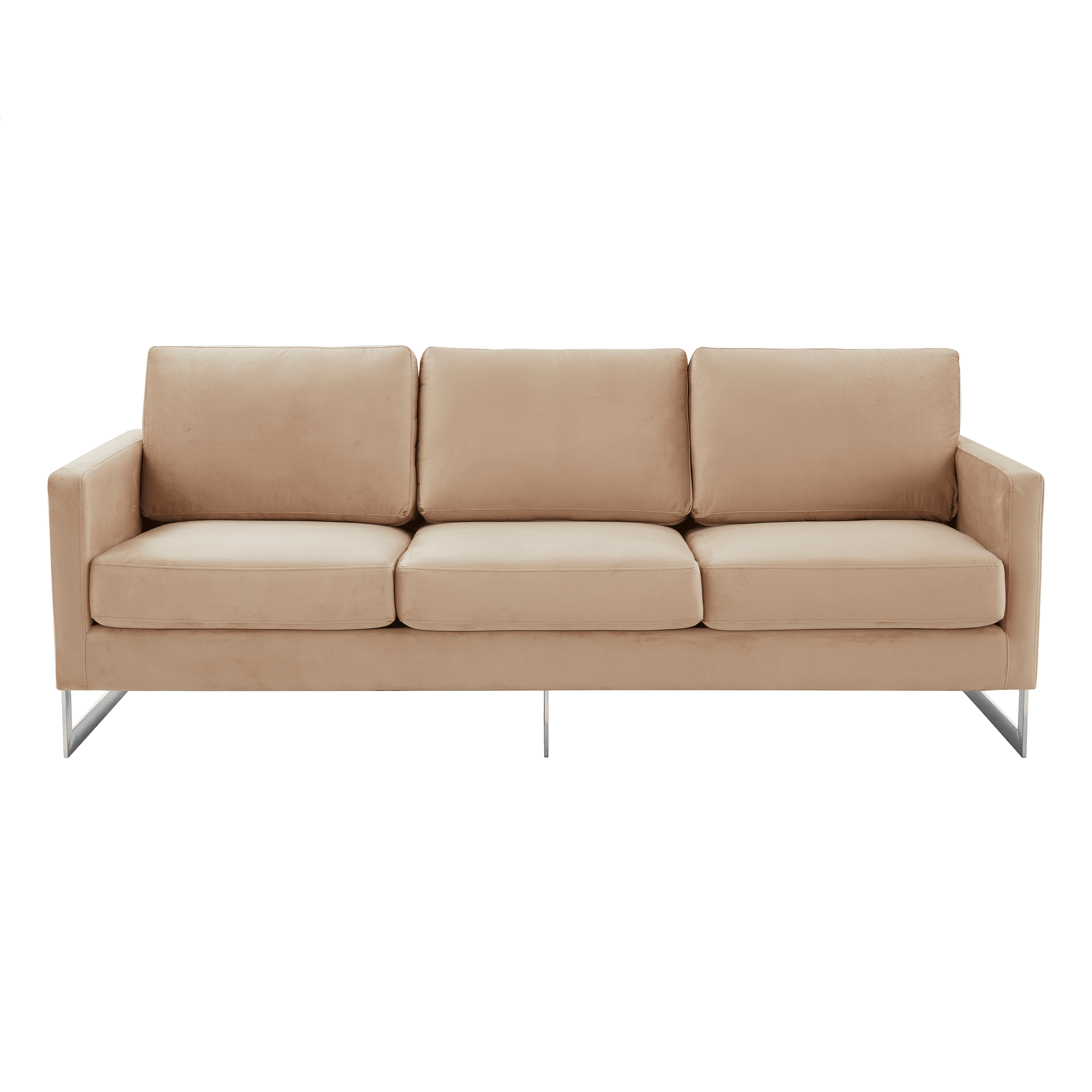 Lincoln 3-Seater Sofa Upholstered in Velvet Fabric with Chrome Stainless Steel Frame