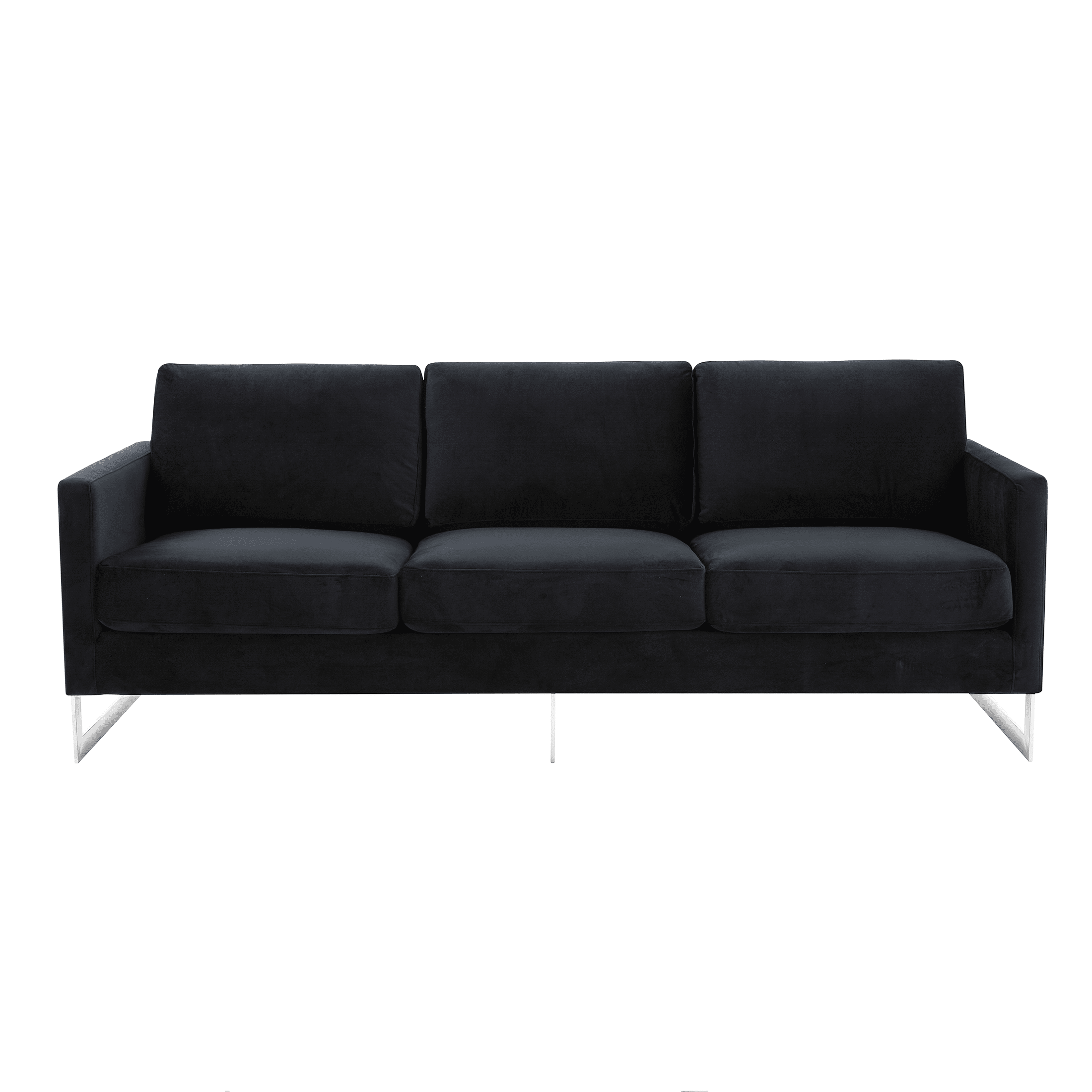 Lincoln 3-Seater Sofa Upholstered in Velvet Fabric with Chrome Stainless Steel Frame