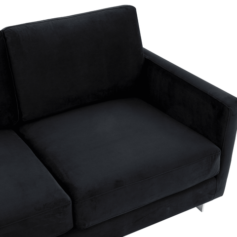 Lincoln 3-Seater Sofa Upholstered in Velvet Fabric with Chrome Stainless Steel Frame