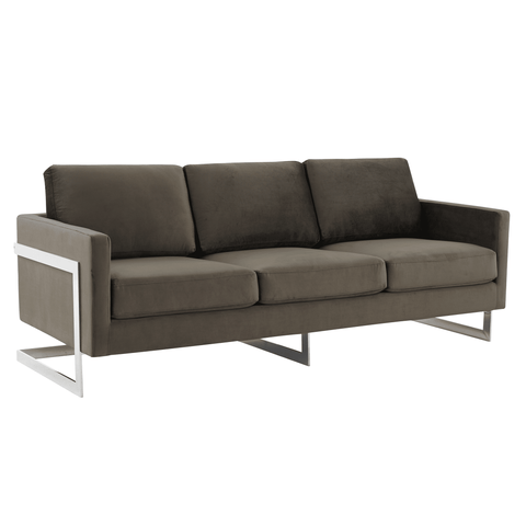 Lincoln 3-Seater Sofa Upholstered in Velvet Fabric with Chrome Stainless Steel Frame