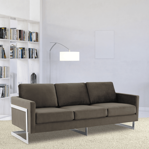 Lincoln 3-Seater Sofa Upholstered in Velvet Fabric with Chrome Stainless Steel Frame