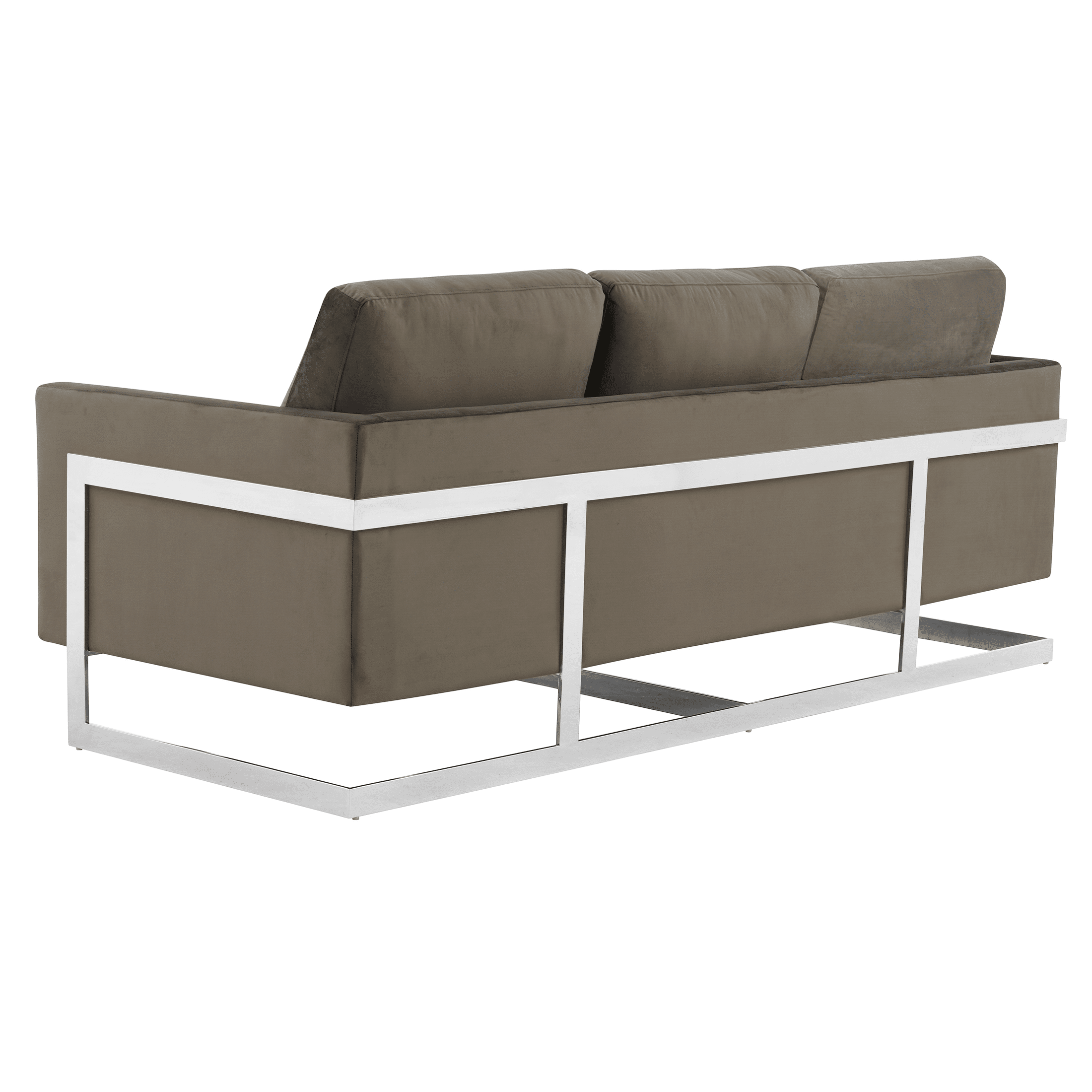 Lincoln 3-Seater Sofa Upholstered in Velvet Fabric with Chrome Stainless Steel Frame