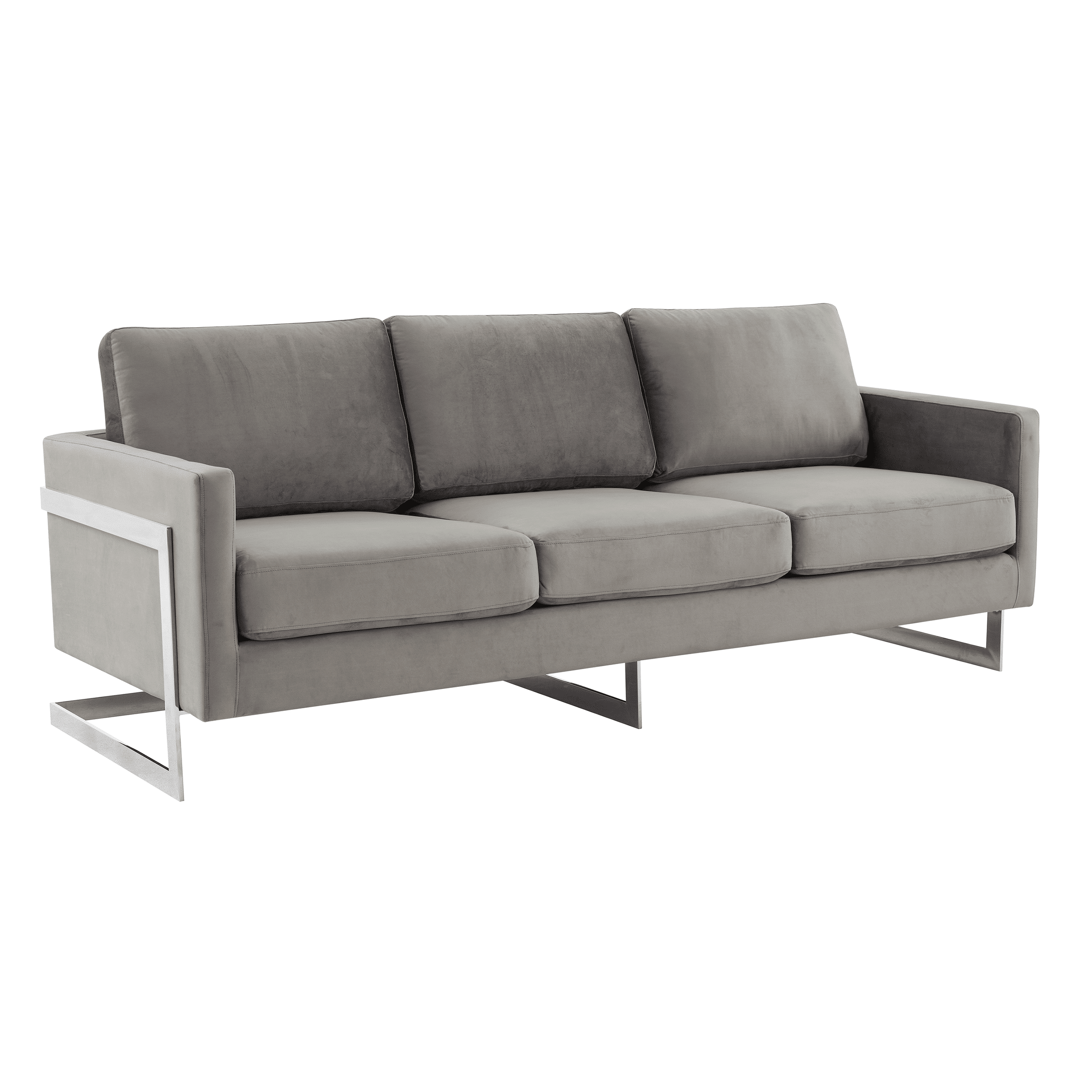 Lincoln 3-Seater Sofa Upholstered in Velvet Fabric with Chrome Stainless Steel Frame