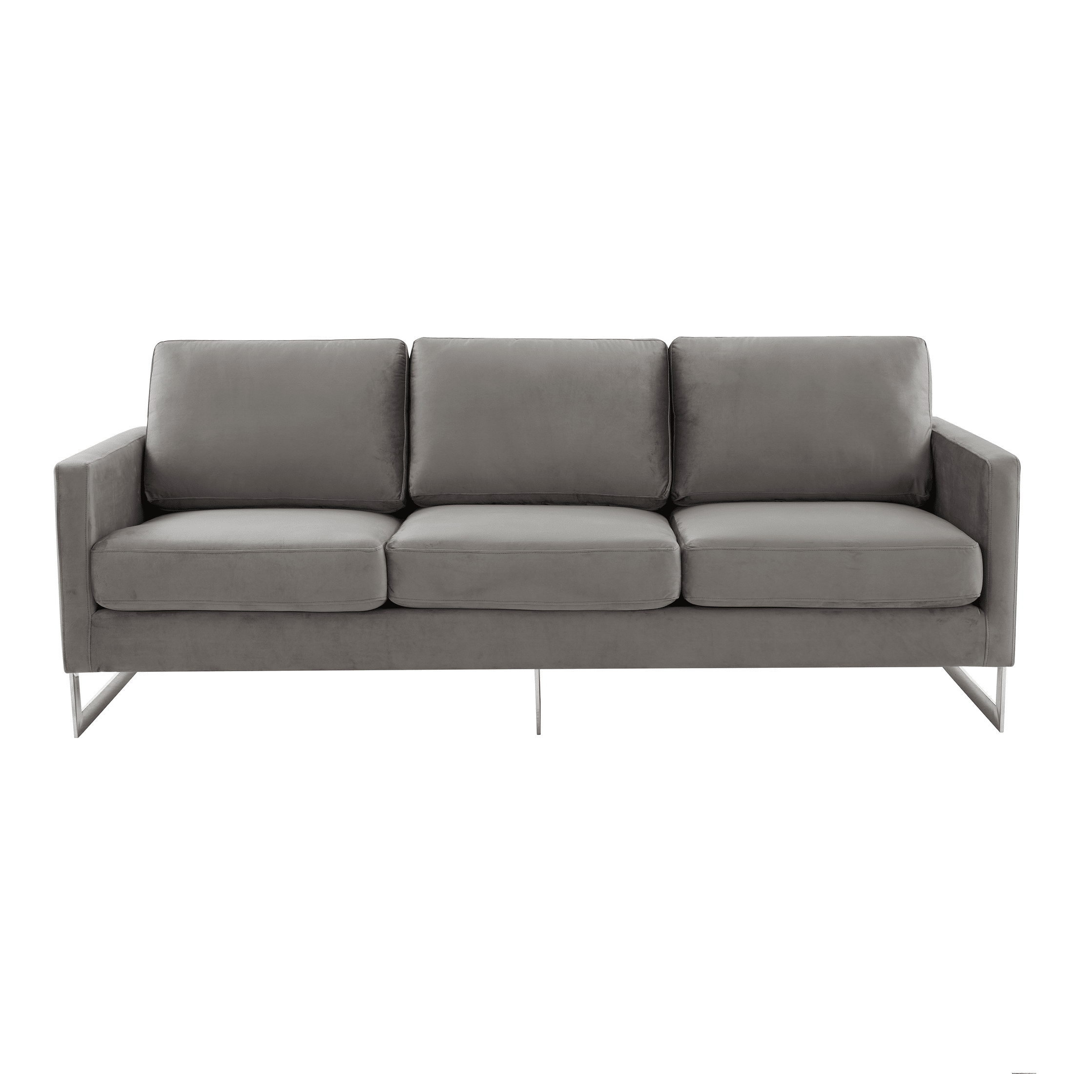 Lincoln 3-Seater Sofa Upholstered in Velvet Fabric with Chrome Stainless Steel Frame