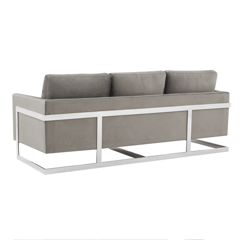 Lincoln 3-Seater Sofa Upholstered in Velvet Fabric with Chrome Stainless Steel Frame