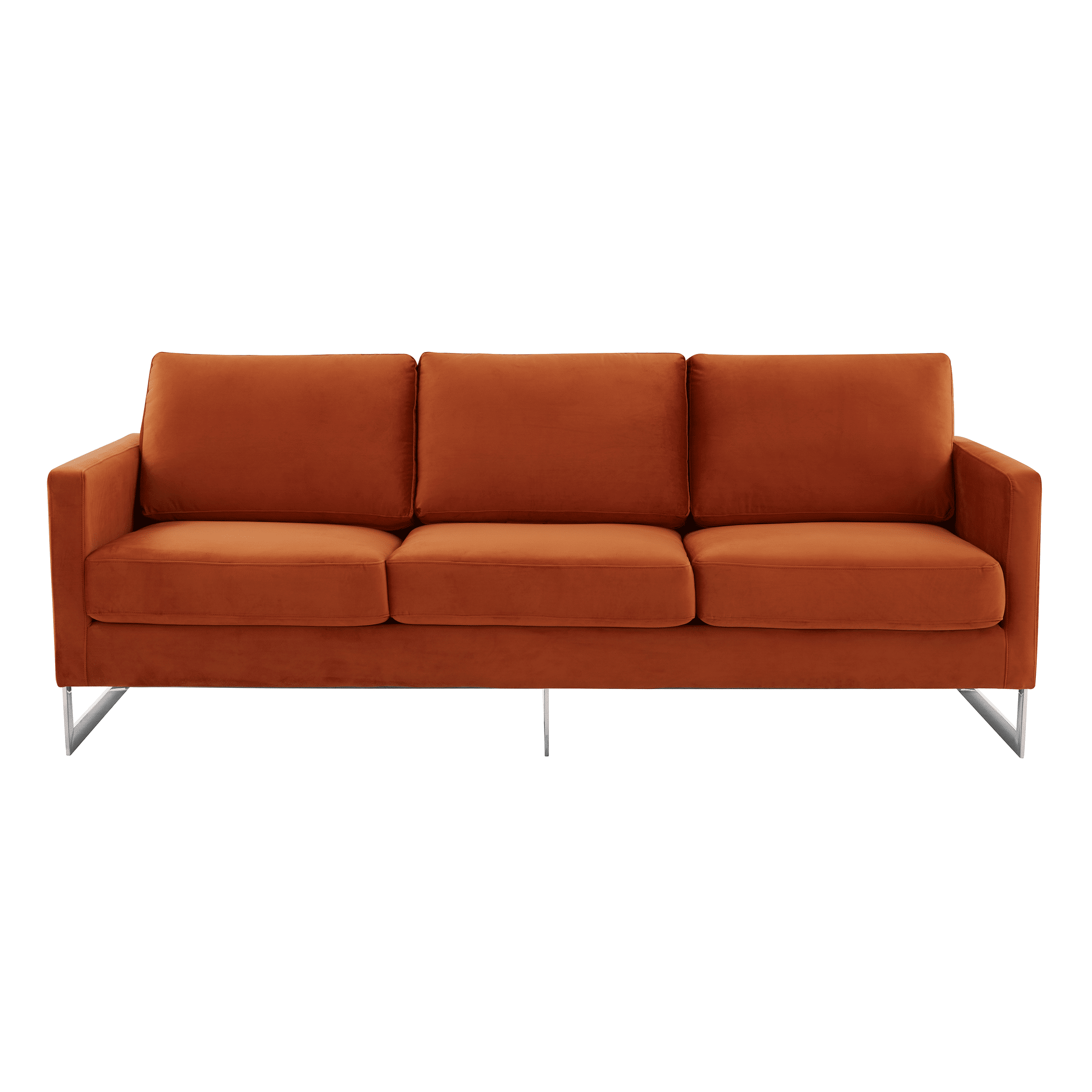 Lincoln 3-Seater Sofa Upholstered in Velvet Fabric with Chrome Stainless Steel Frame