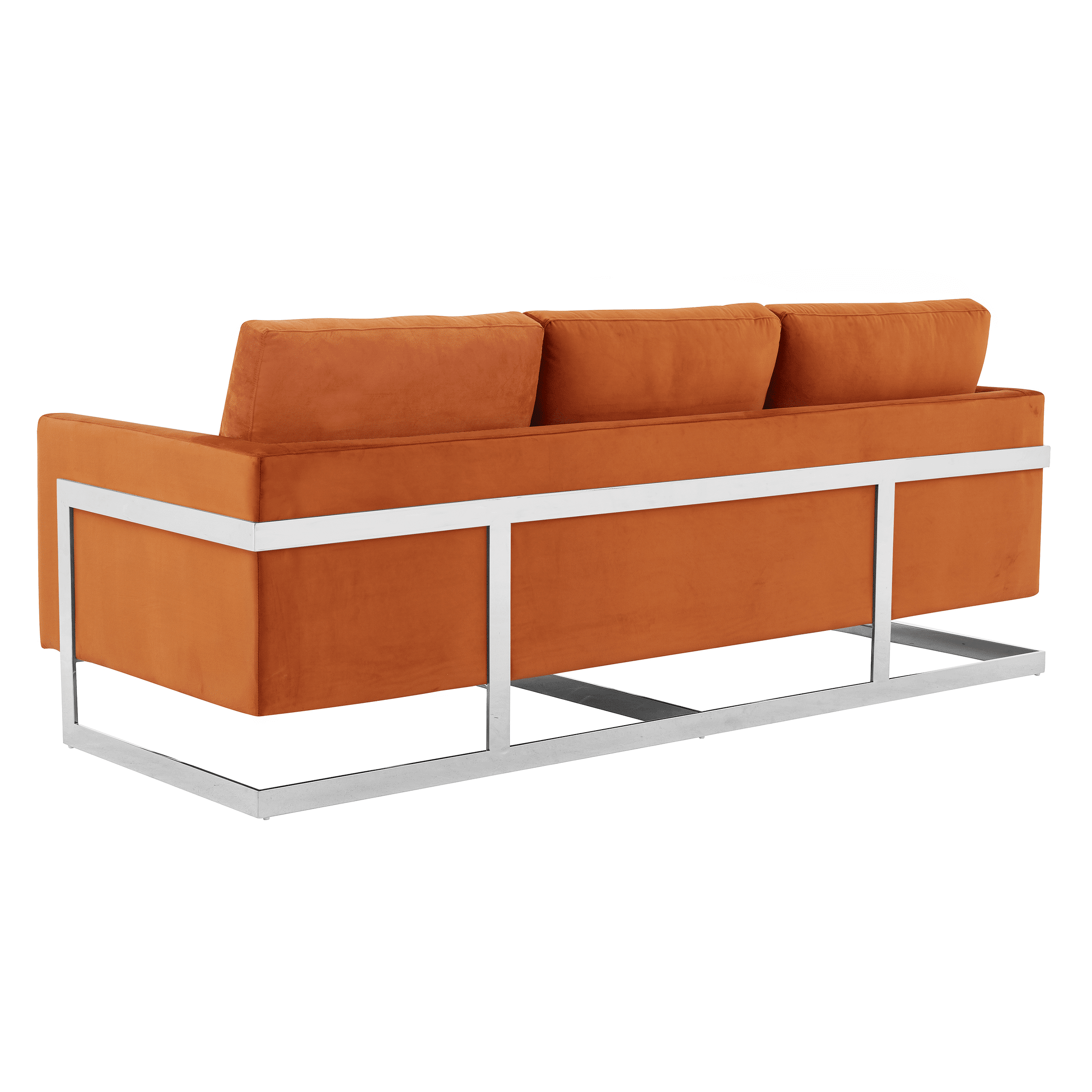 Lincoln 3-Seater Sofa Upholstered in Velvet Fabric with Chrome Stainless Steel Frame