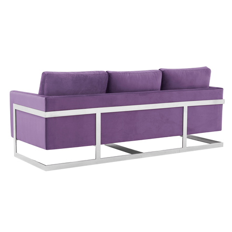 Lincoln 3-Seater Sofa Upholstered in Velvet Fabric with Chrome Stainless Steel Frame