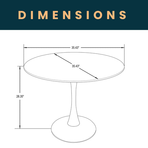 Bristol Modern Round Dining Table with Wood Top and Iron Pedestal Base