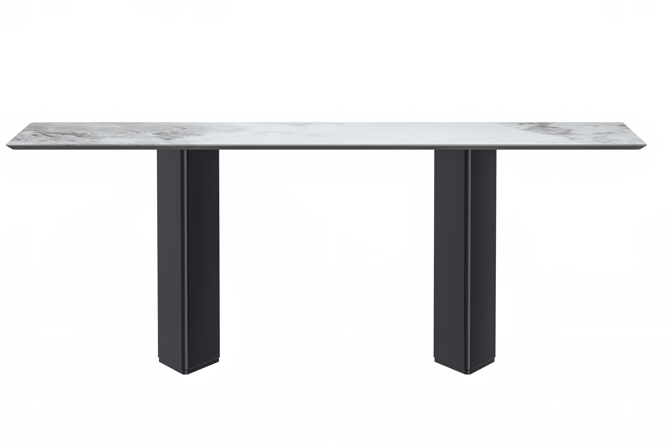 Lior Dining Table with Rectangular Glass/Sintered Stone Tabletop and Black Steel Legs