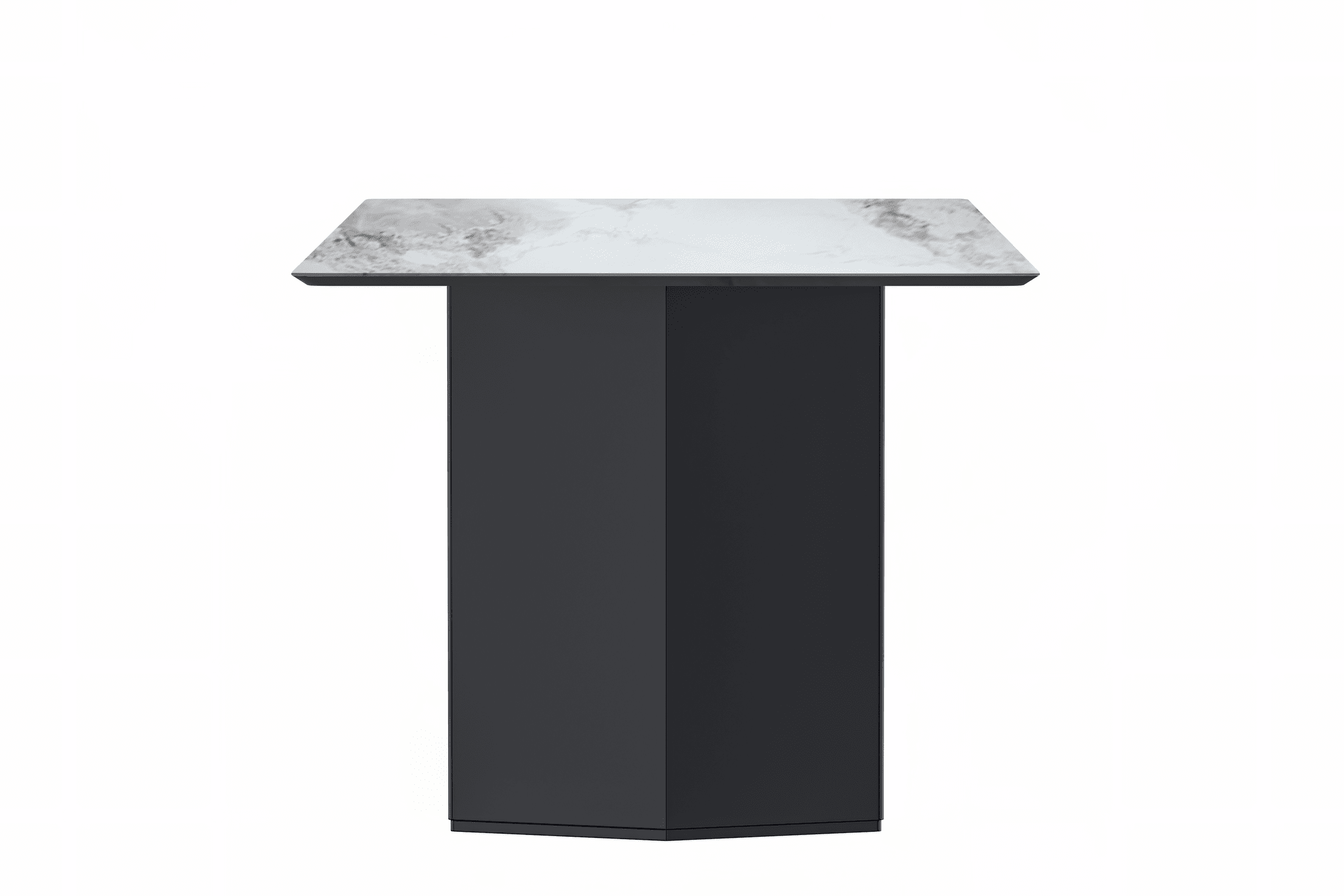 Lior Dining Table with Rectangular Glass/Sintered Stone Tabletop and Black Steel Legs