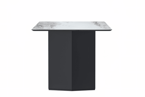 Lior Dining Table with Rectangular Glass/Sintered Stone Tabletop and Black Steel Legs