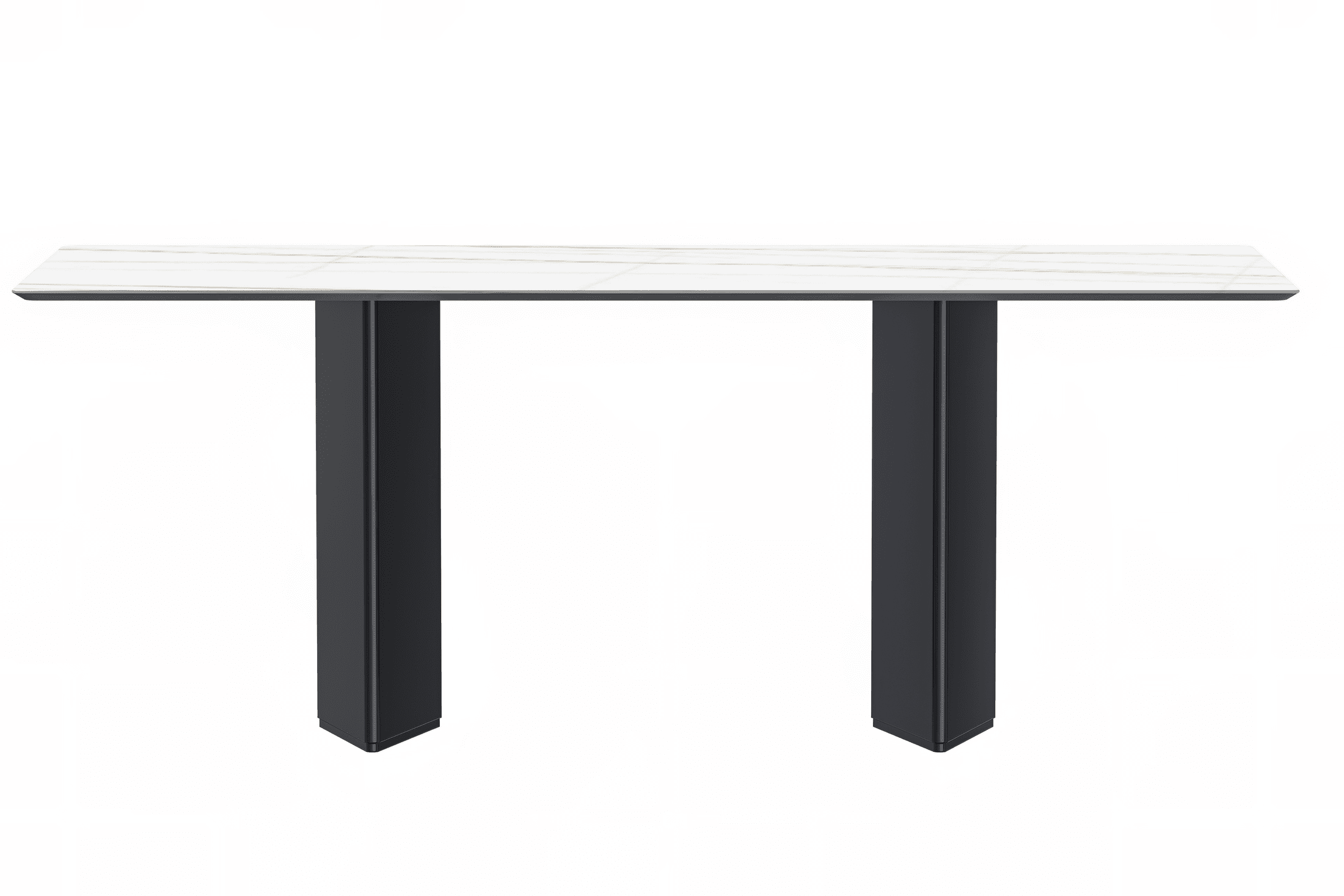 Lior Dining Table with Rectangular Glass/Sintered Stone Tabletop and Black Steel Legs