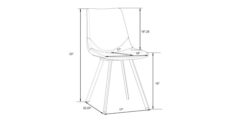 Markley Modern Leather Dining Chair With Metal Legs Set of 2