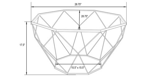 Malibu Modern Octagon Glass Top Coffee Table With Gold Metal Base