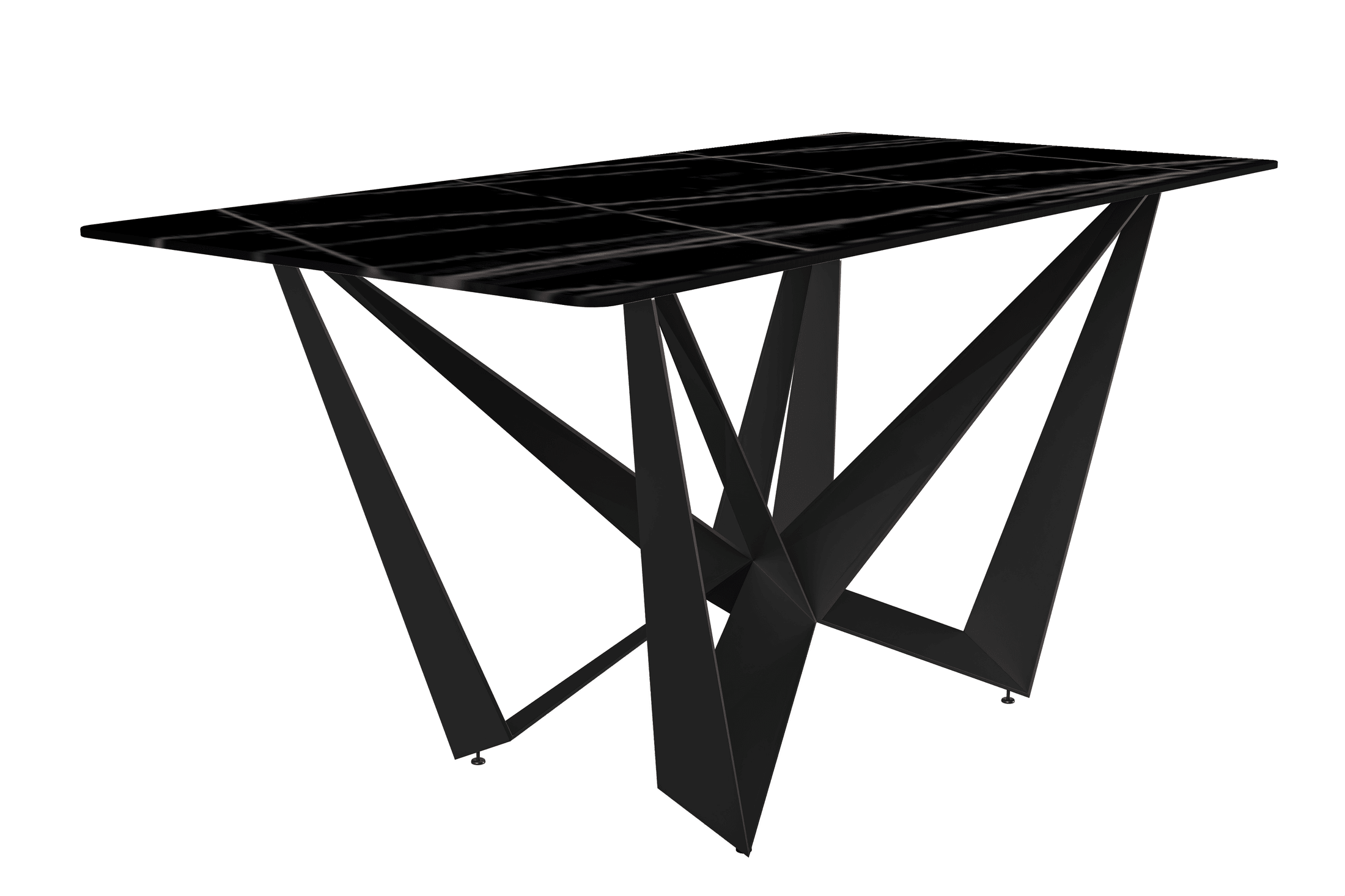 Nuvor Dining Table with Rectangular Sintered Stone/Glass Tabletop and Steel Legs