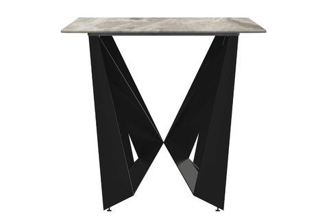 Nuvor Dining Table with Rectangular Sintered Stone/Glass Tabletop and Steel Legs