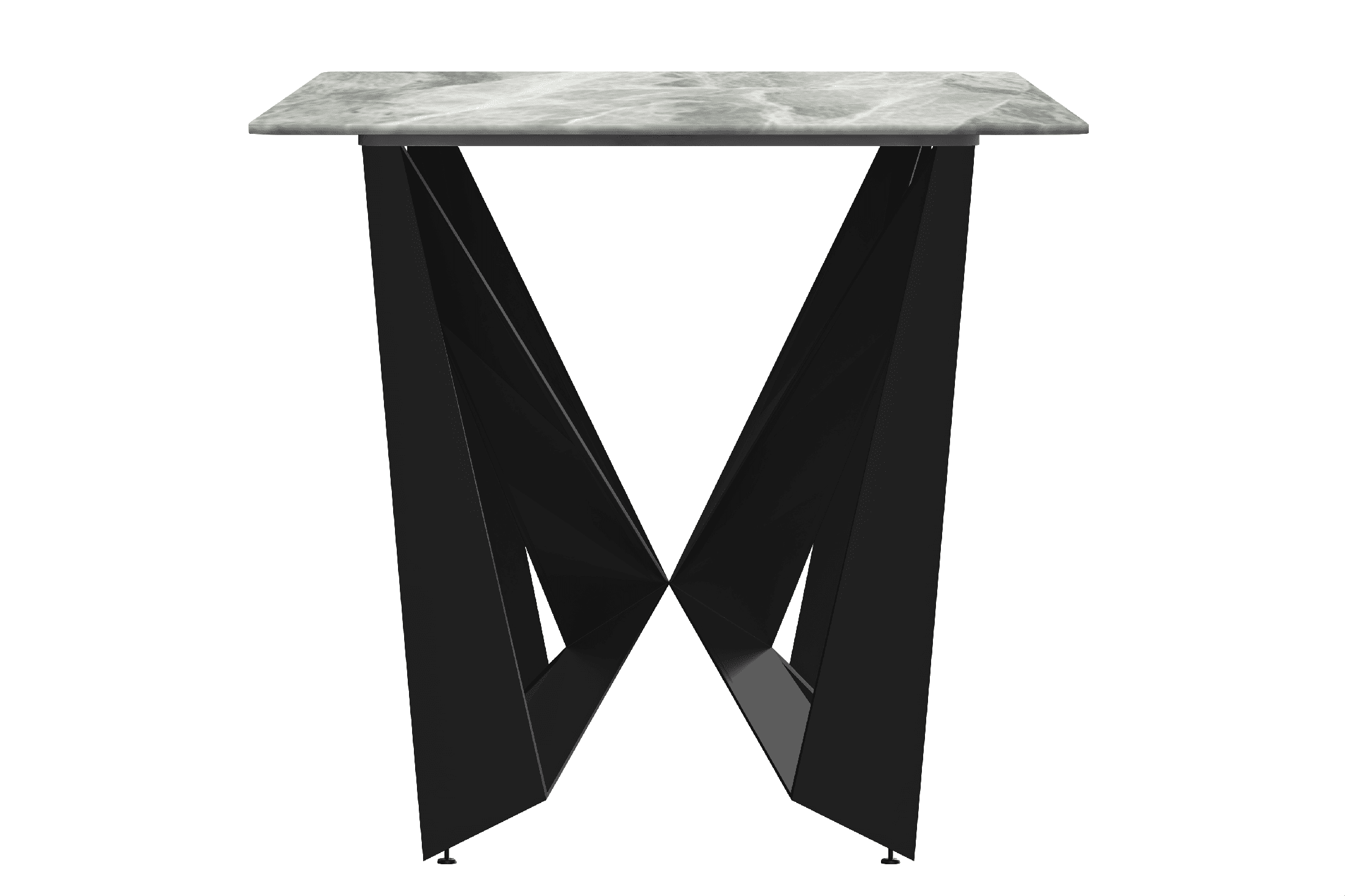 Nuvor Dining Table with Rectangular Sintered Stone/Glass Tabletop and Steel Legs