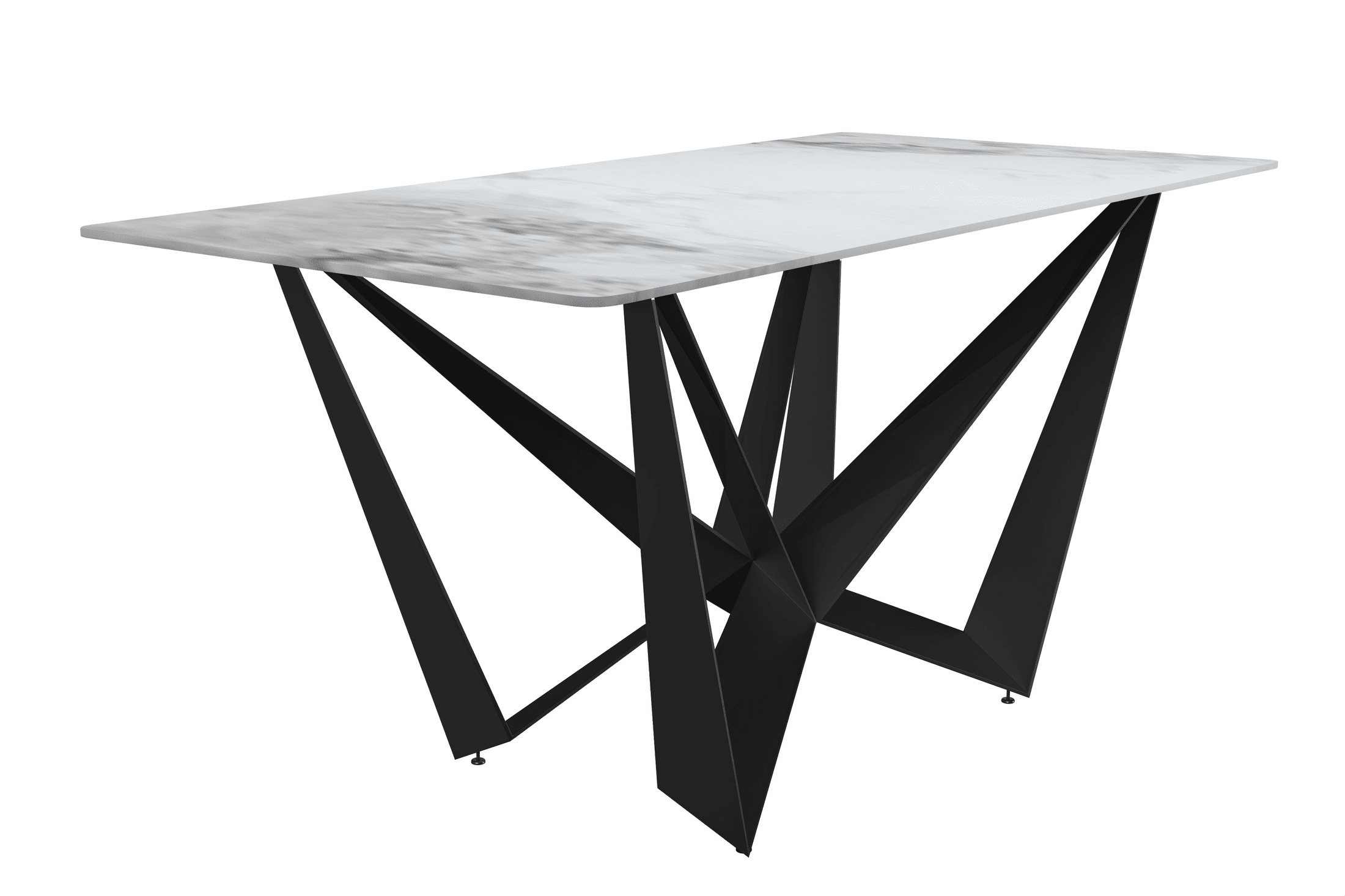 Nuvor Dining Table with Rectangular Sintered Stone/Glass Tabletop and Steel Legs