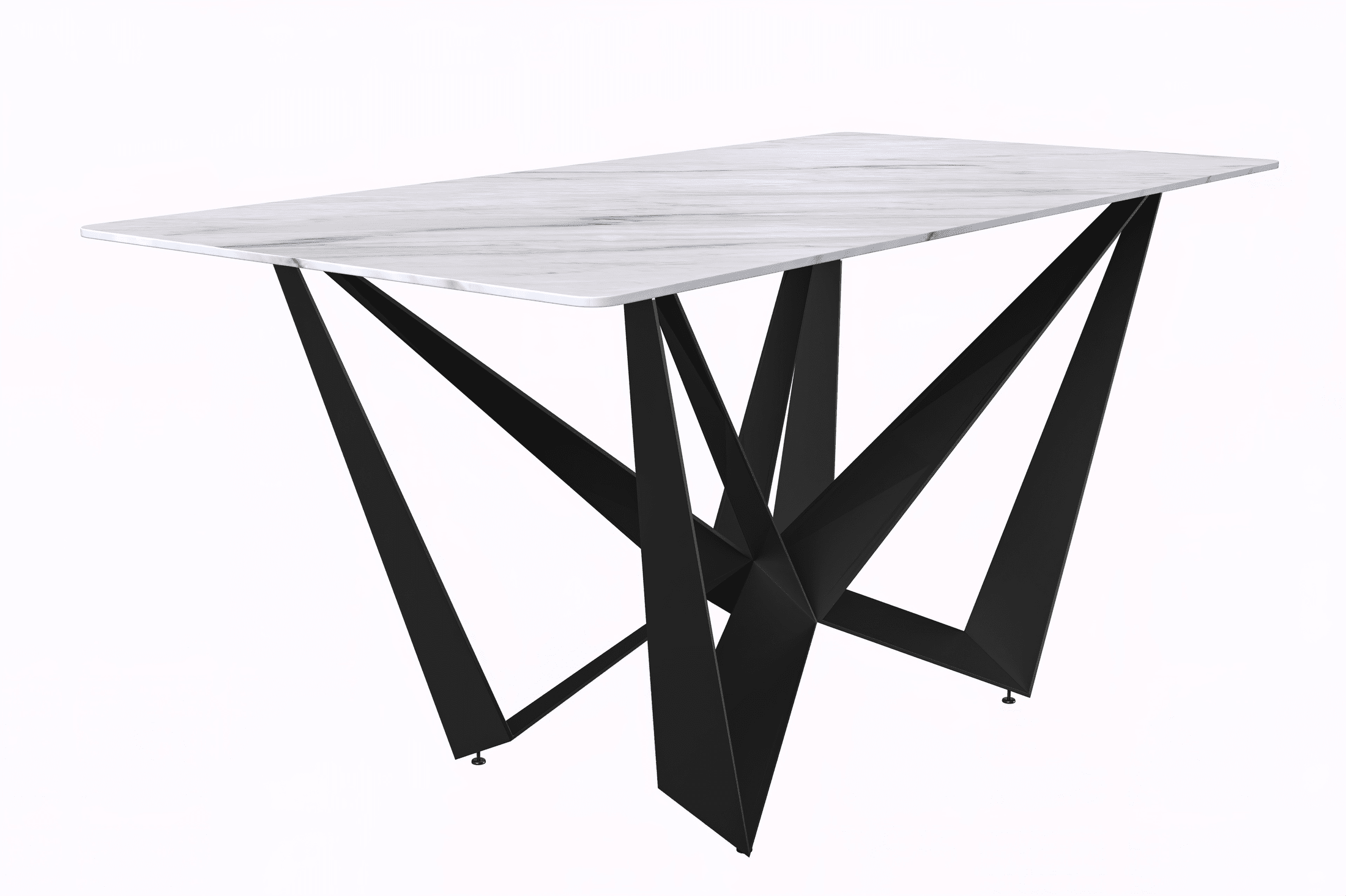 Nuvor Dining Table with Rectangular Sintered Stone/Glass Tabletop and Steel Legs