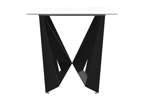 Nuvor Dining Table with Rectangular Sintered Stone/Glass Tabletop and Steel Legs