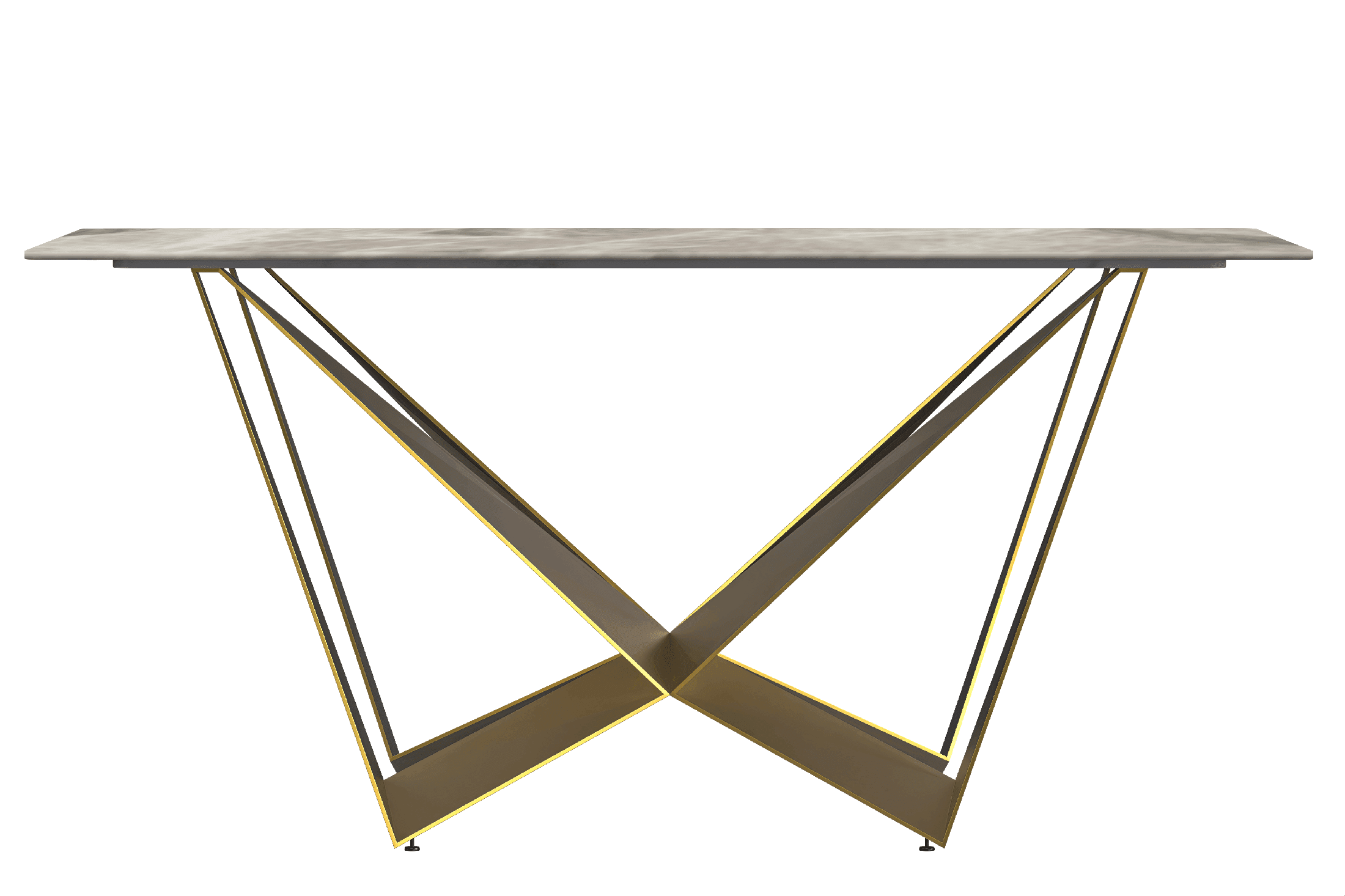 Nuvor Dining Table with Rectangular Sintered Stone/Glass Tabletop and Steel Legs