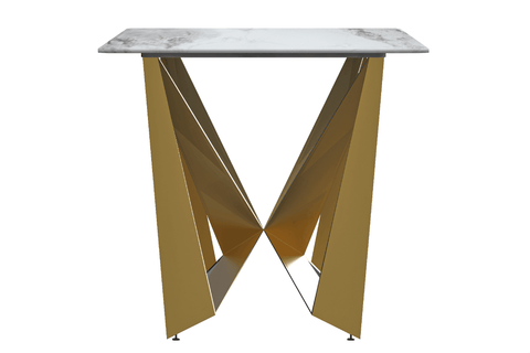 Nuvor Dining Table with Rectangular Sintered Stone/Glass Tabletop and Steel Legs