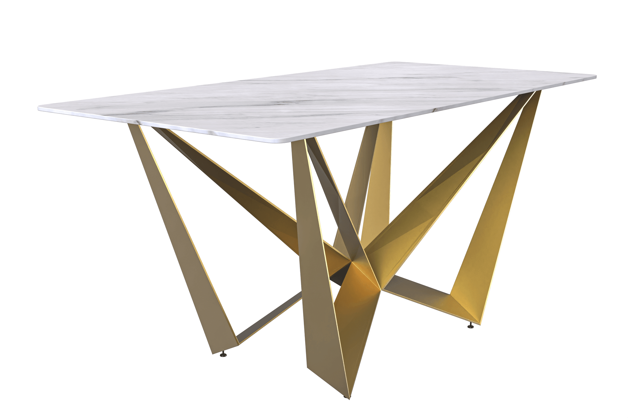 Nuvor Dining Table with Rectangular Sintered Stone/Glass Tabletop and Steel Legs