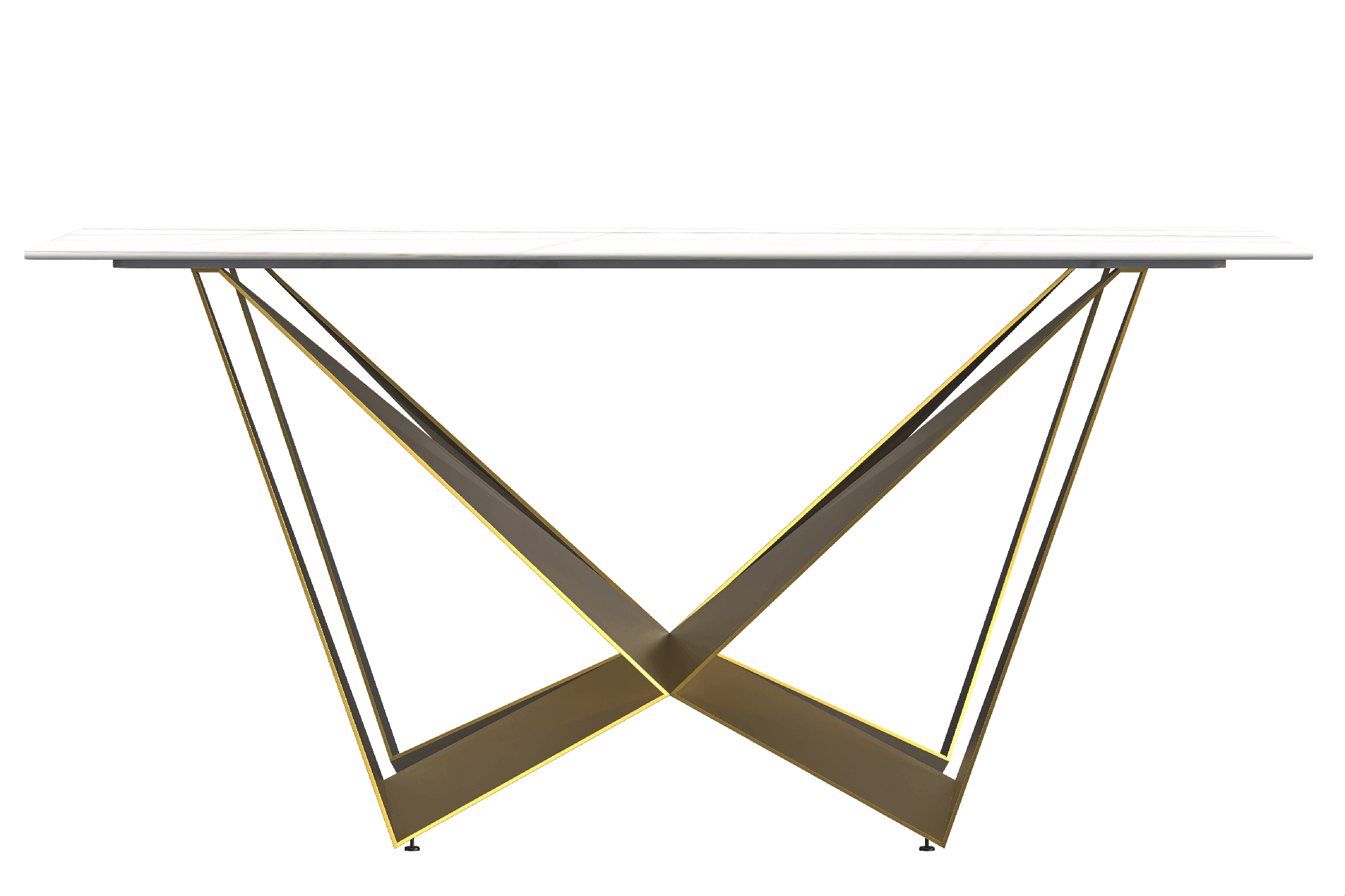 Nuvor Dining Table with Rectangular Sintered Stone/Glass Tabletop and Steel Legs