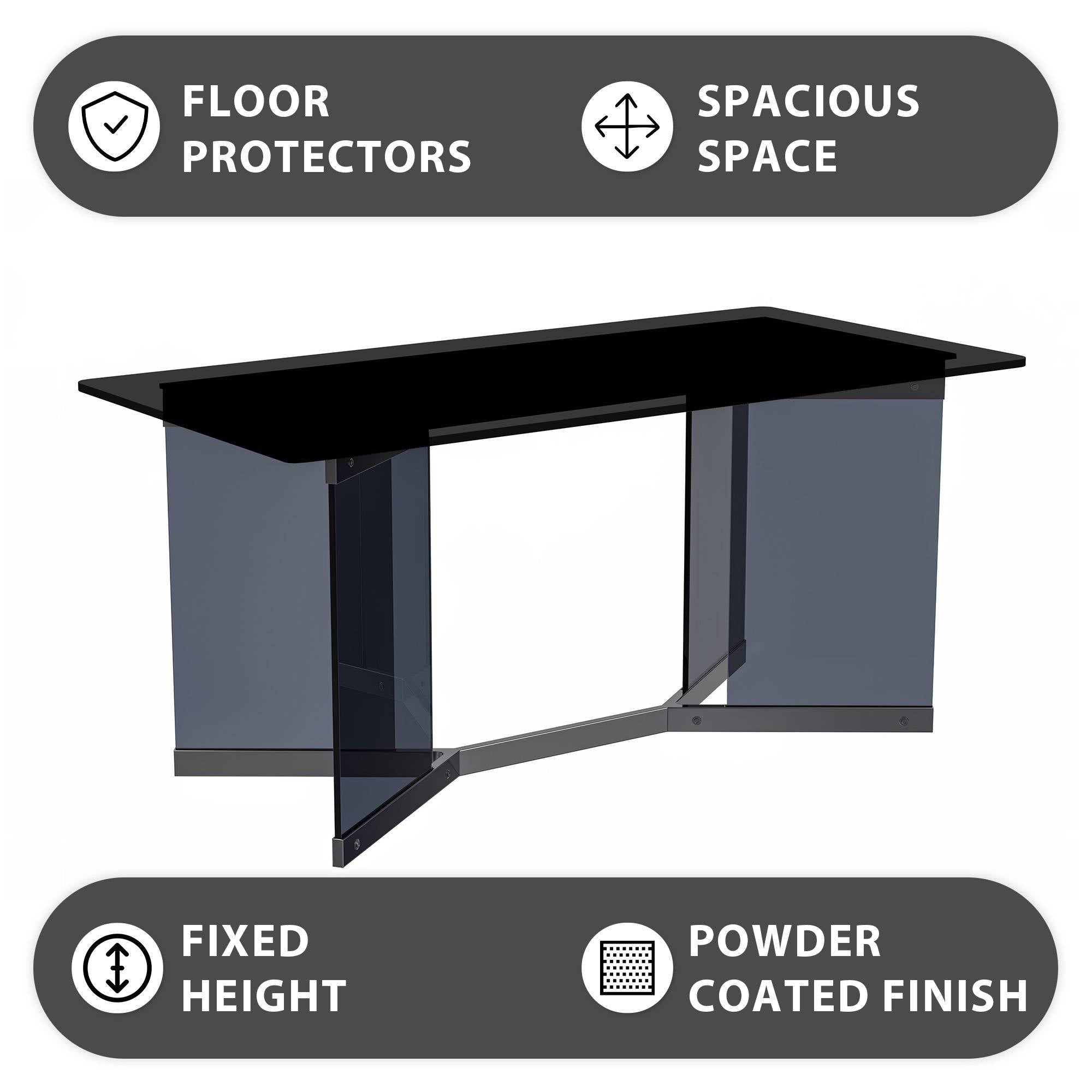 Oryn Modern Rectangular Dining Table with Glass/Sintered Stone Tabletop