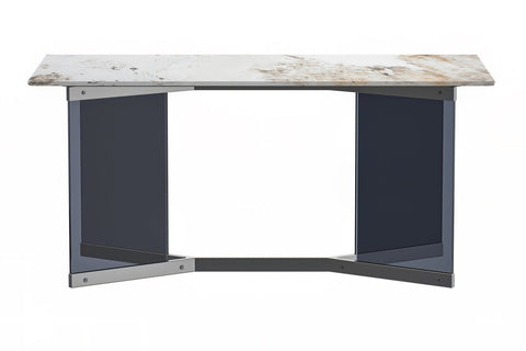 Oryn Modern Rectangular Dining Table with Glass/Sintered Stone Tabletop