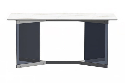 Oryn Modern Rectangular Dining Table with Glass/Sintered Stone Tabletop