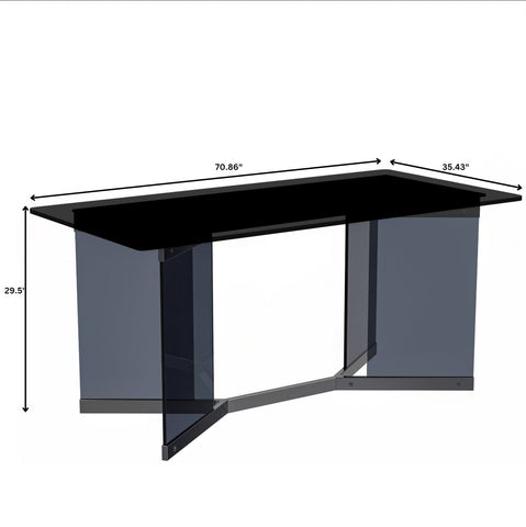 Oryn Modern Rectangular Dining Table with Glass/Sintered Stone Tabletop