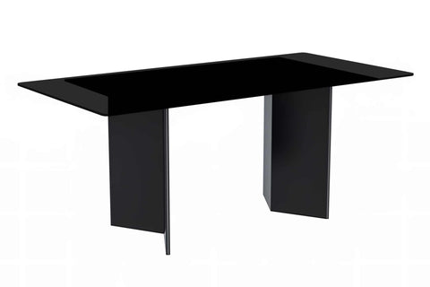 Olyra Dining Table with a Rectangular Glass/Sintered Stone Tabletop and Stainless Steel Base