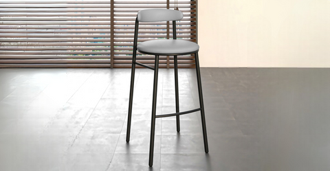 Lume Series Modern Bar Stool Upholstered in Leather for Dining Room and Kitchen