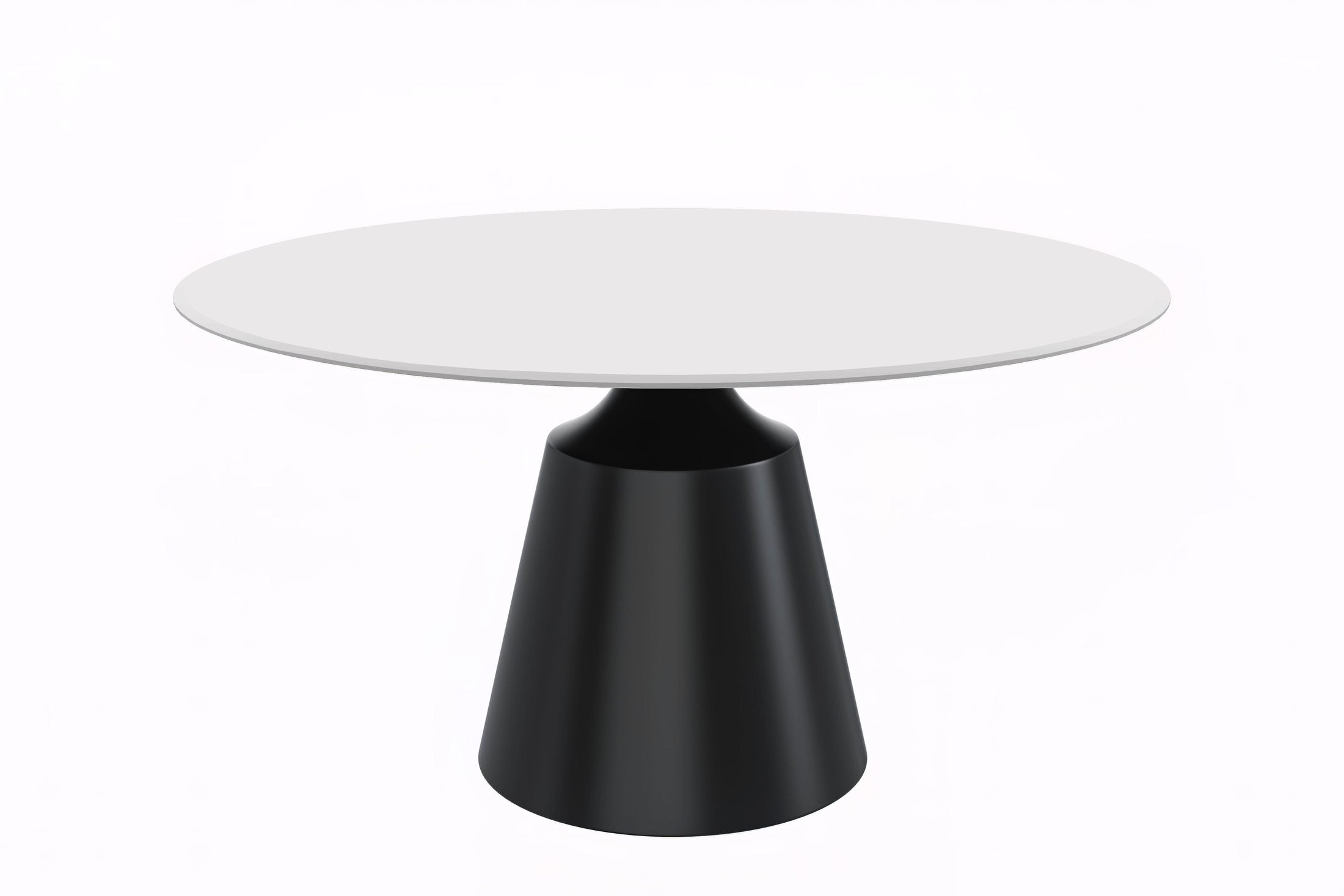 Prynn Modern Round Dining Table with a Sintered Stone/Glass Top in Stainless Steel