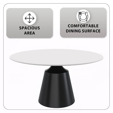 Prynn Modern Round Dining Table with a Sintered Stone/Glass Top in Stainless Steel