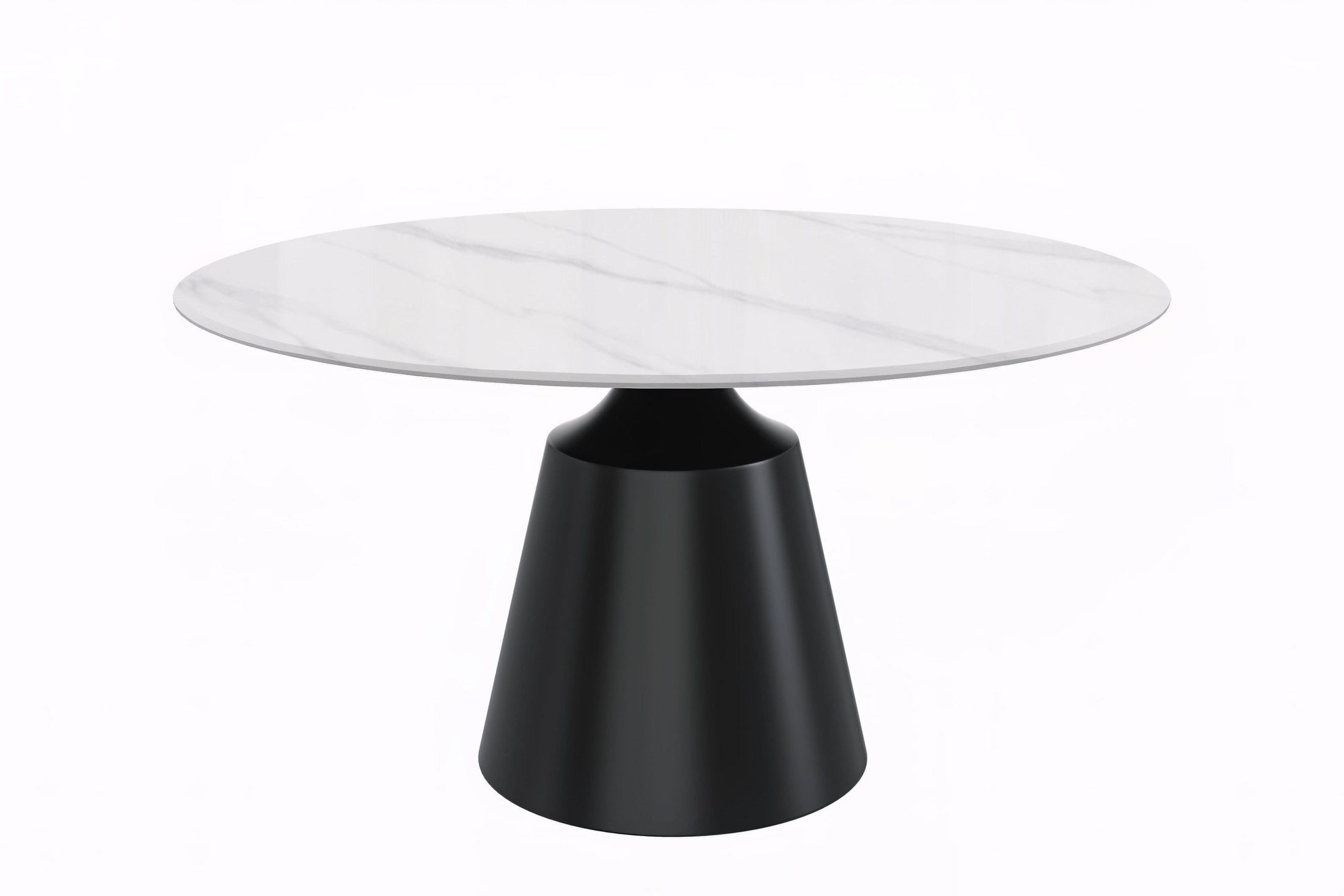 Prynn Modern Round Dining Table with a Sintered Stone/Glass Top in Stainless Steel