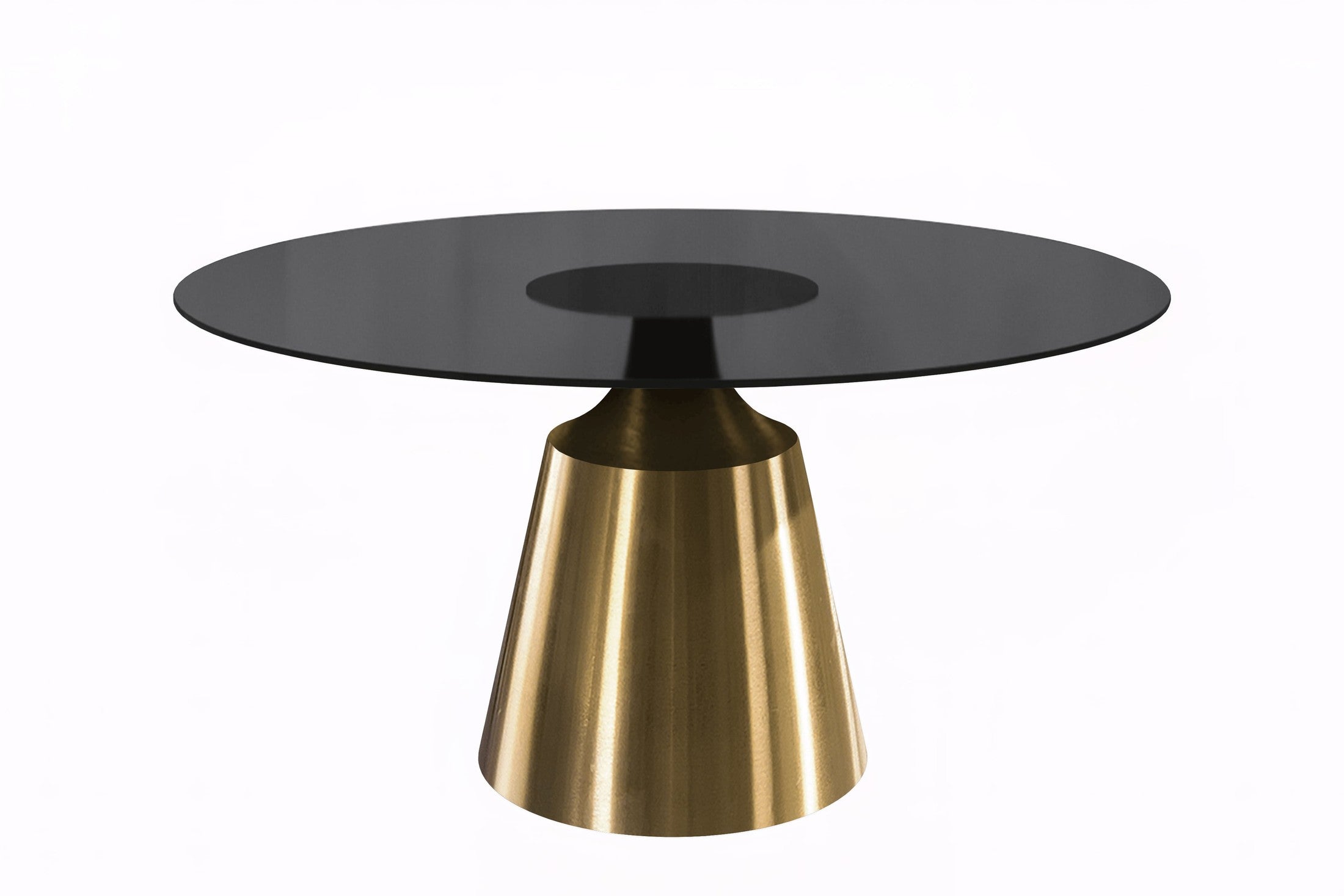 Prynn Modern Round Dining Table with a Sintered Stone/Glass Top in Stainless Steel