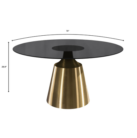 Prynn Modern Round Dining Table with a Sintered Stone/Glass Top in Stainless Steel