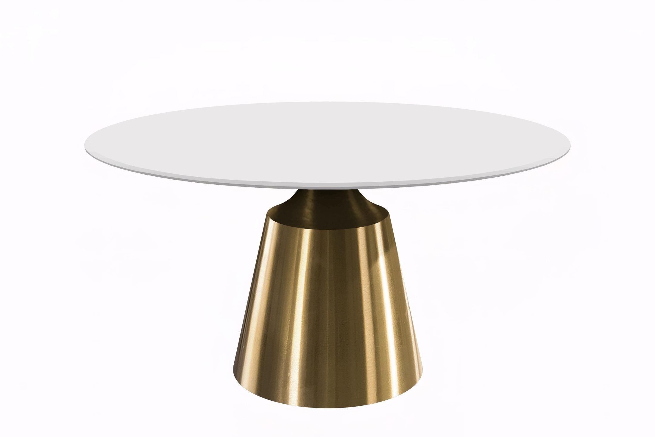 Prynn Modern Round Dining Table with a Sintered Stone/Glass Top in Stainless Steel