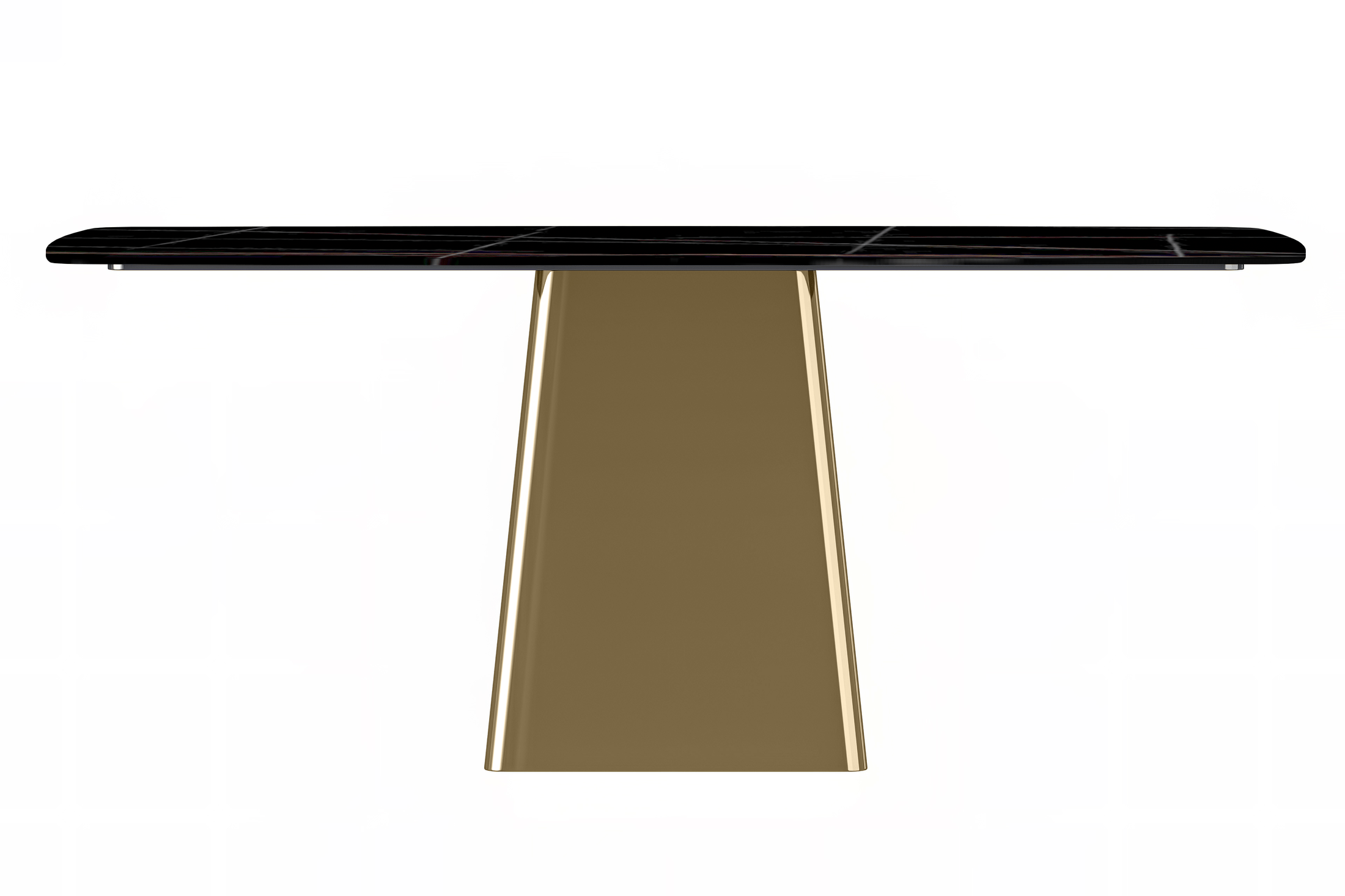 Quinix Rectangular Dining Table with Sintered Stone or Glass Rectangular Top and Gold Stainless Steel Base