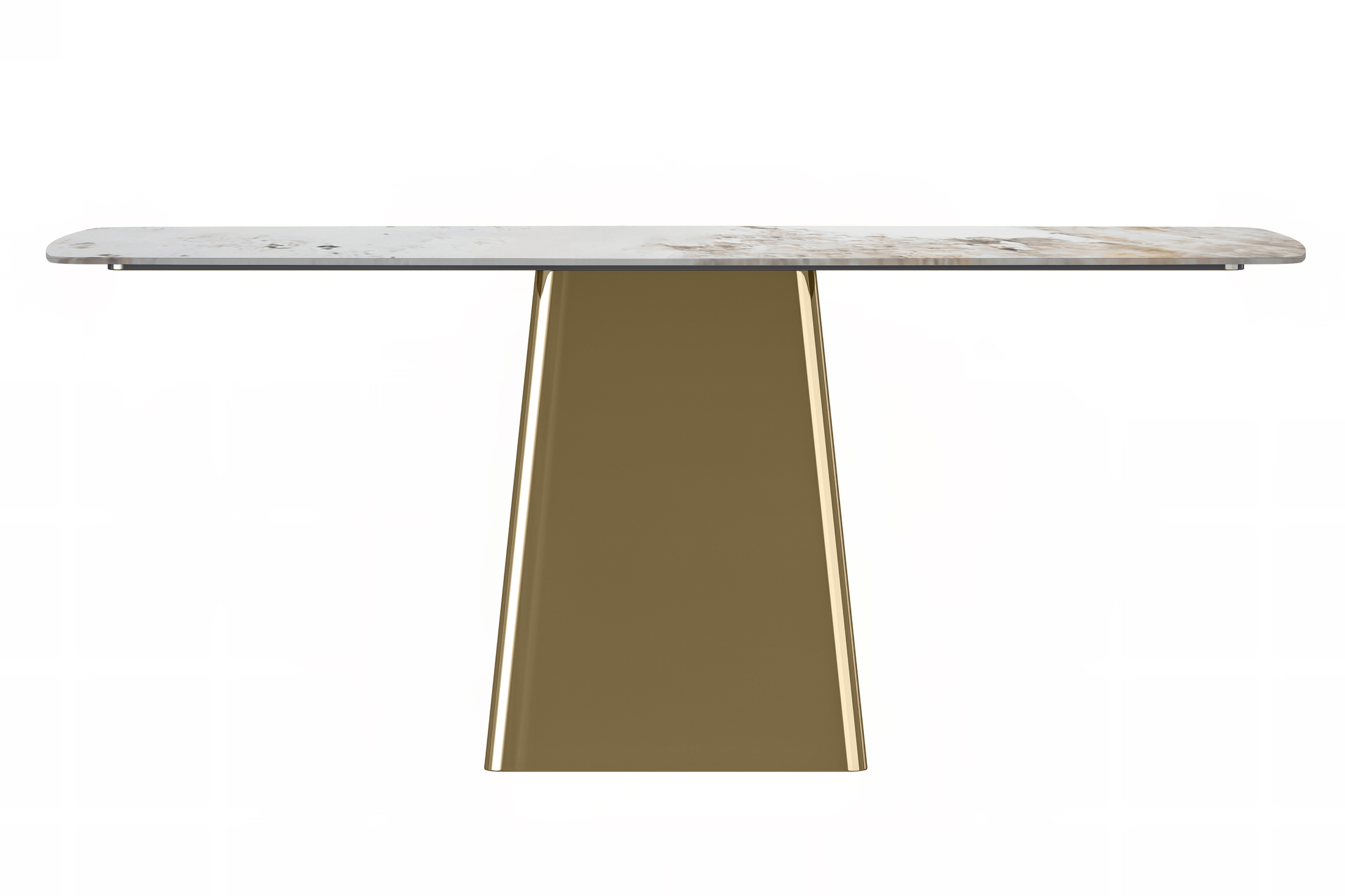 Quinix Rectangular Dining Table with Sintered Stone or Glass Rectangular Top and Gold Stainless Steel Base