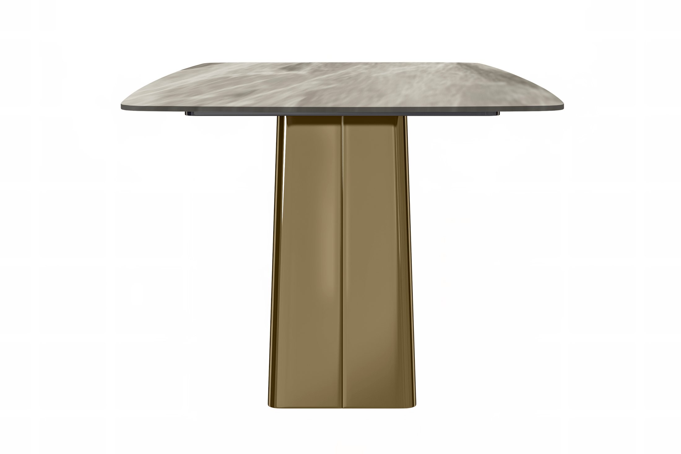 Quinix Rectangular Dining Table with Sintered Stone or Glass Rectangular Top and Gold Stainless Steel Base