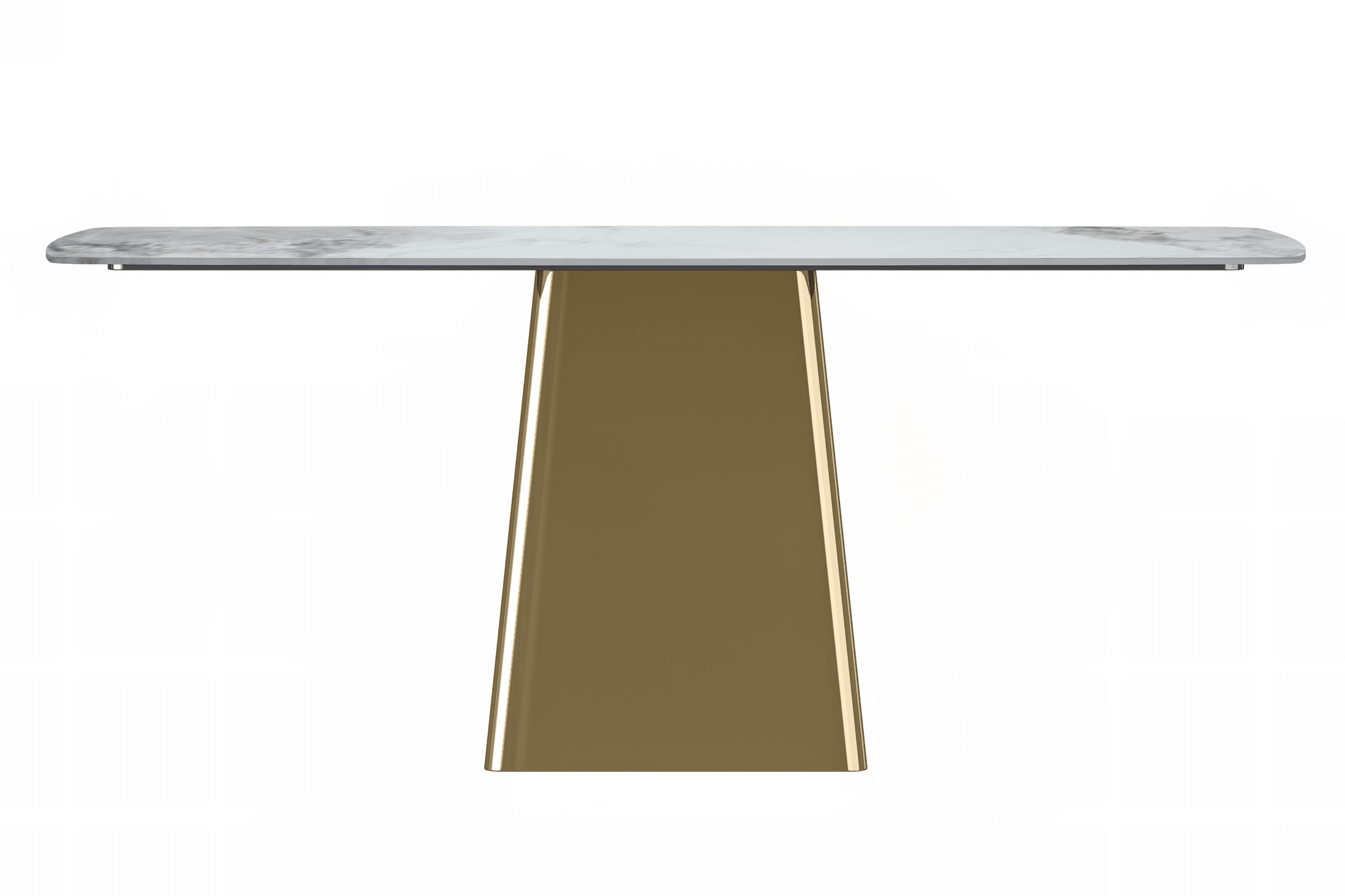 Quinix Rectangular Dining Table with Sintered Stone or Glass Rectangular Top and Gold Stainless Steel Base