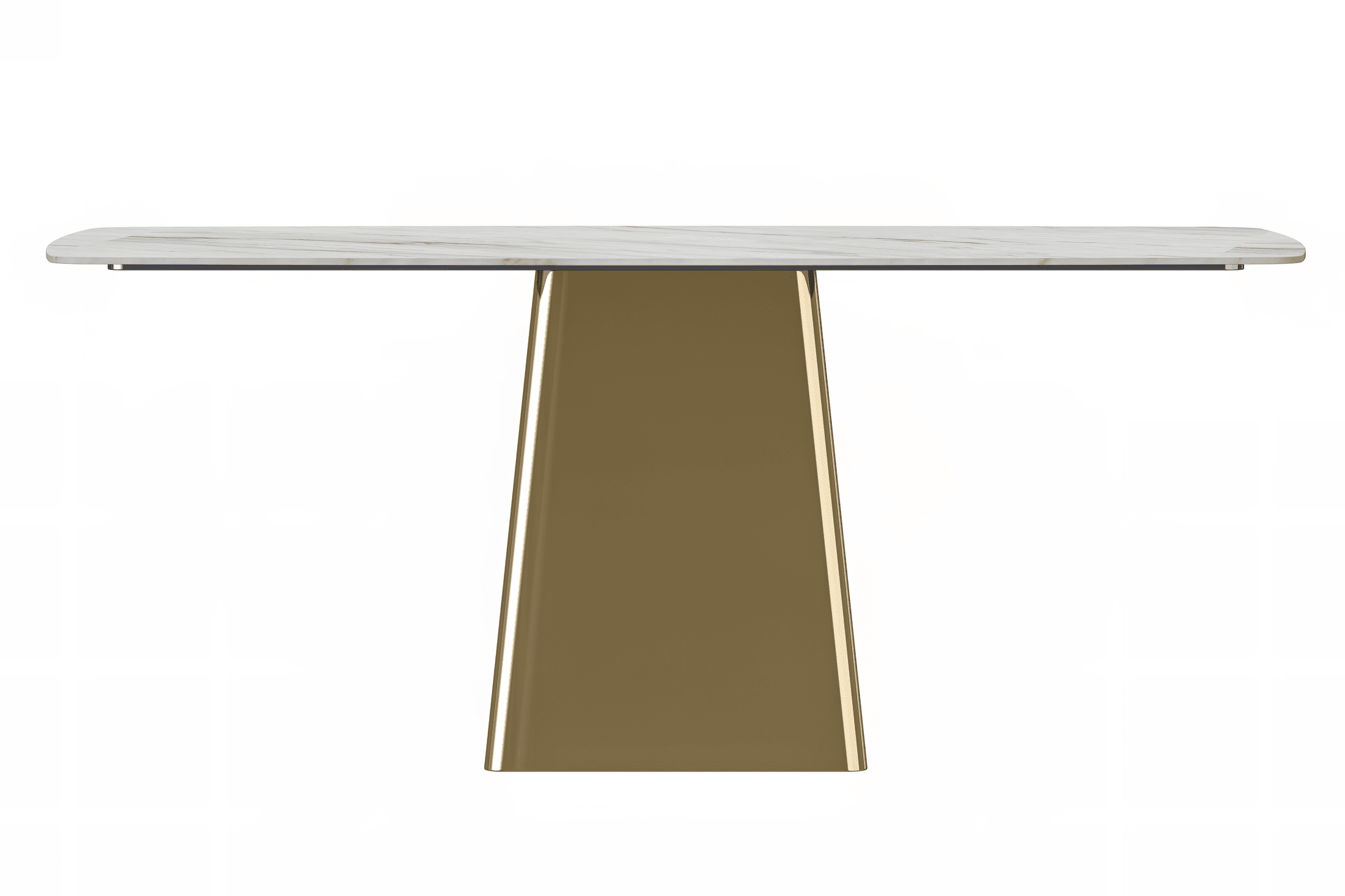 Quinix Rectangular Dining Table with Sintered Stone or Glass Rectangular Top and Gold Stainless Steel Base