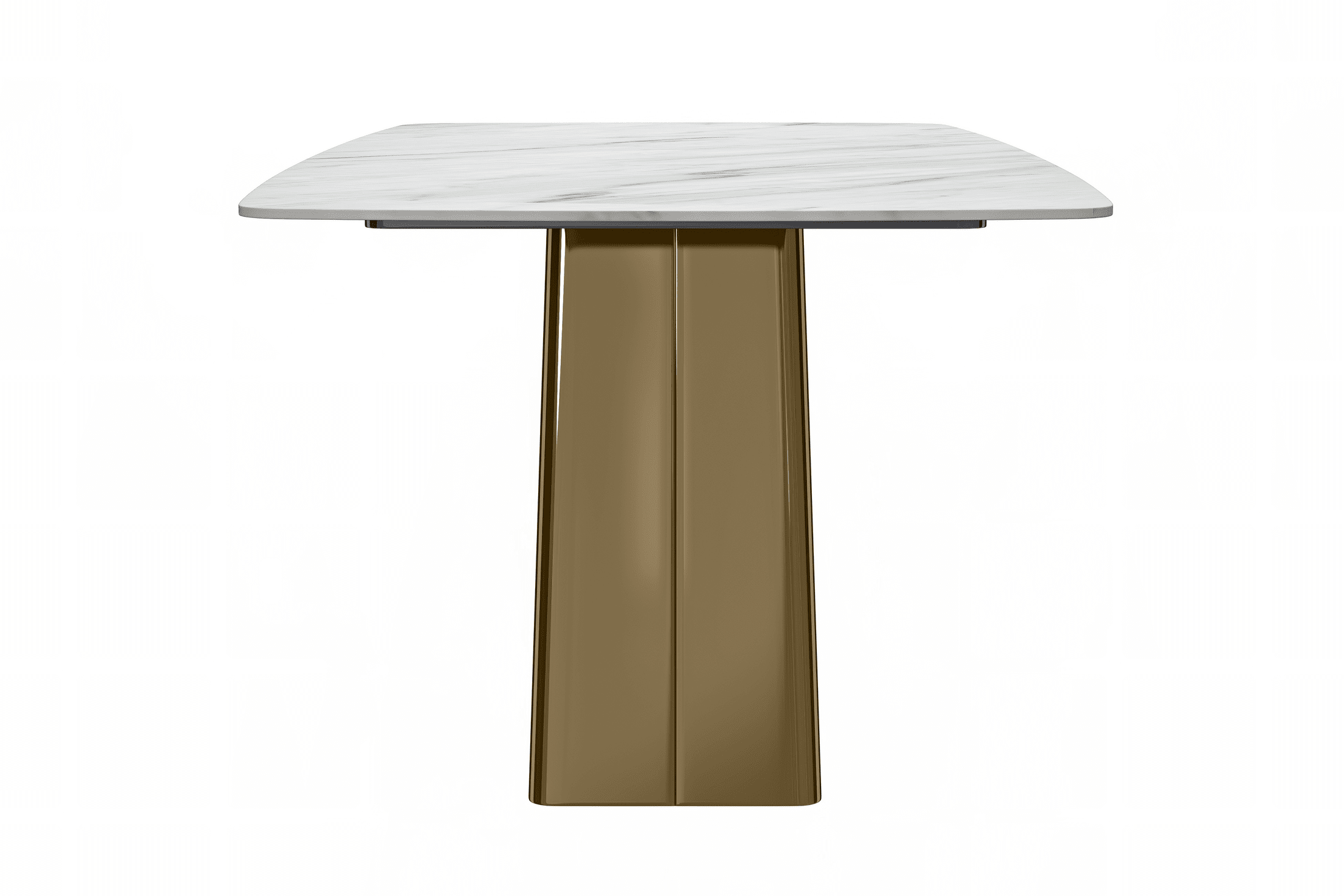 Quinix Rectangular Dining Table with Sintered Stone or Glass Rectangular Top and Gold Stainless Steel Base