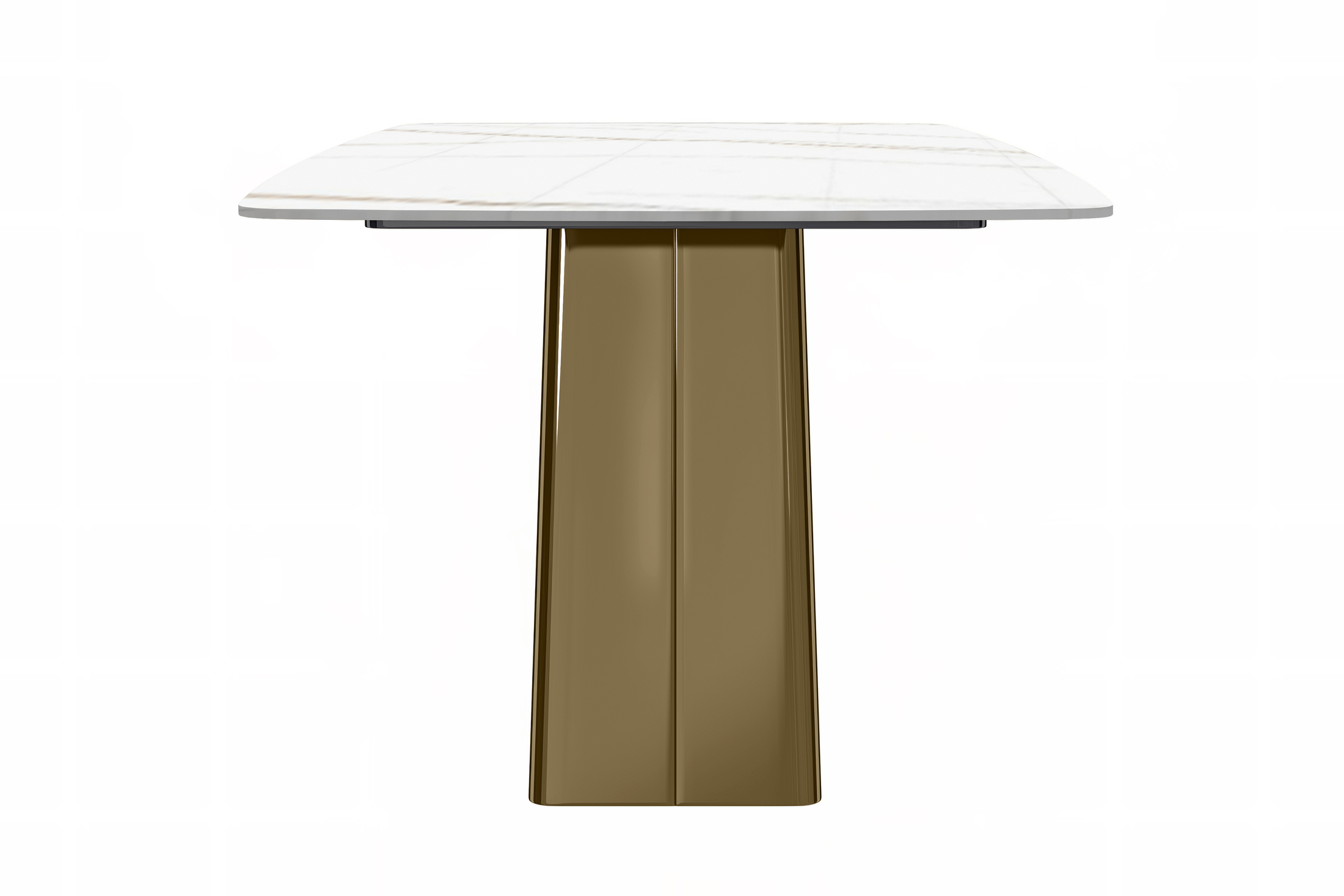 Quinix Rectangular Dining Table with Sintered Stone or Glass Rectangular Top and Gold Stainless Steel Base