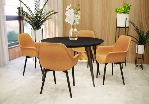 Ravenna Modern Round Wood 47" Dining Table With Metal Legs