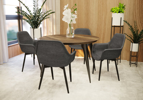 Ravenna Modern Round Wood 47" Dining Table With Metal Legs